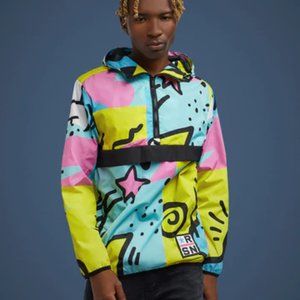 Reason Clothing Relax Half-Zip Allover Y2K Print Anorak Size S